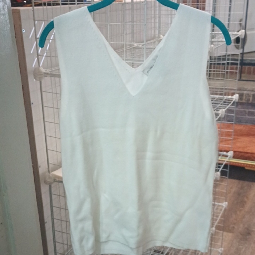 Evan Picone White Sleeveless Top
